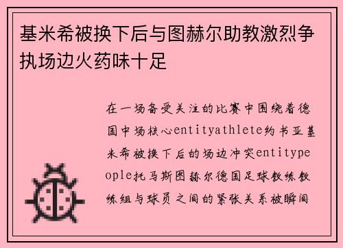 基米希被换下后与图赫尔助教激烈争执场边火药味十足